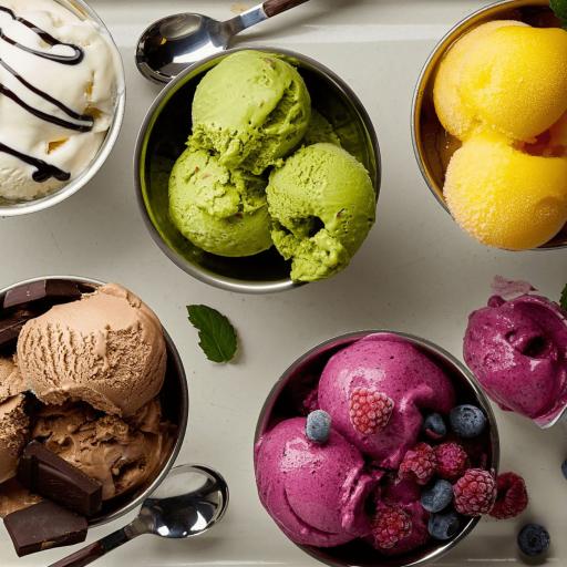 A colorful selection of Bakendales gelato, with a variety of scoops in different flavors.